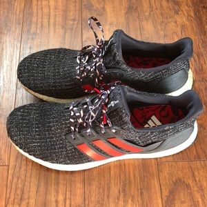 Adidas Ultraboost Dark Grey with Red Stripes
